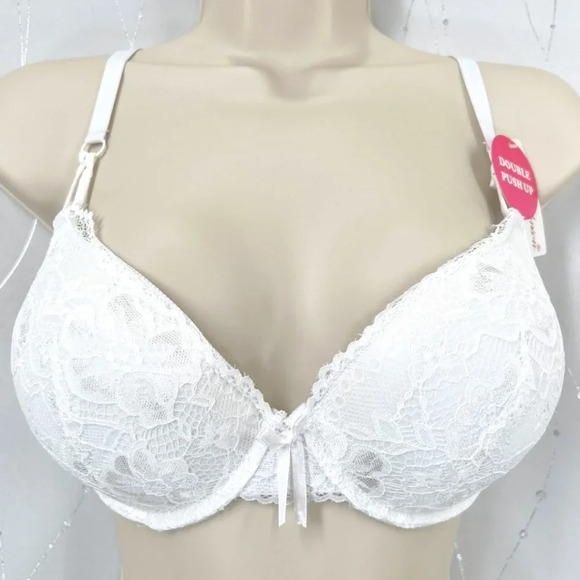VS Bombshell Inspired Adds 2 Cups Ultimate Pushup Bra 32B White Lace - Picture 1 of 8